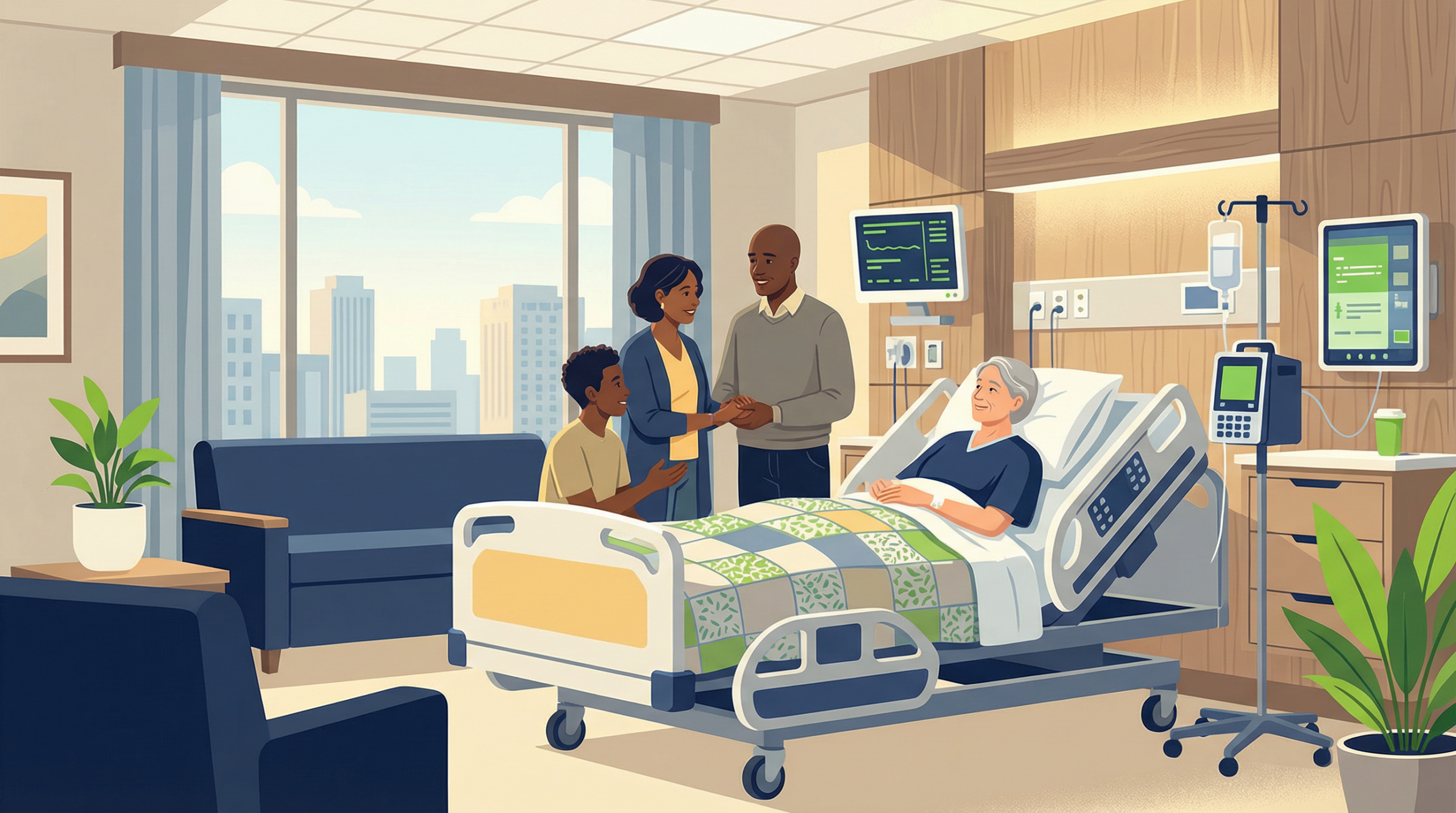 Patient Recovering with Family Support